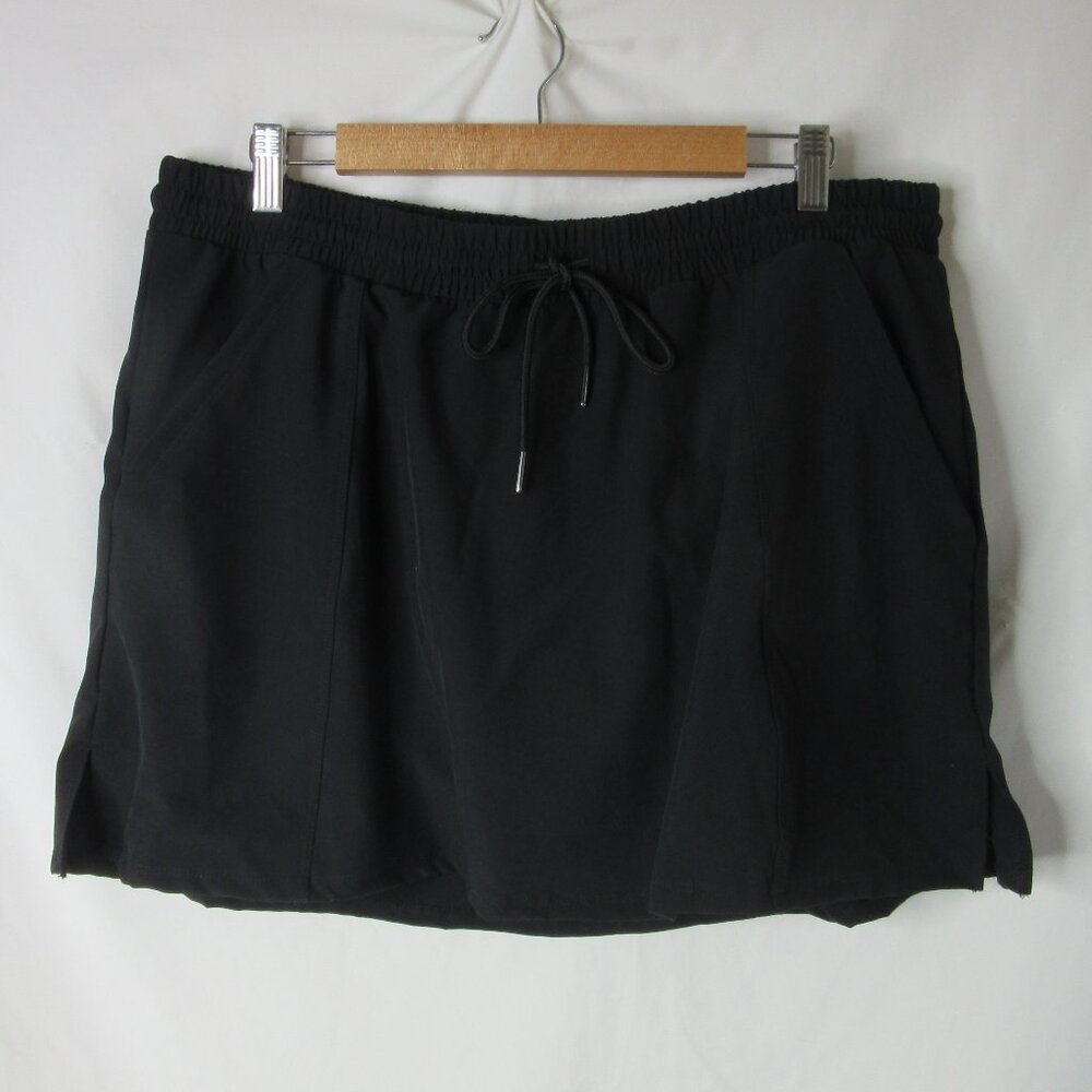 Shade & Shore Swim Skort Skirt Bottoms Black High Waist Pull On Size XL NWT